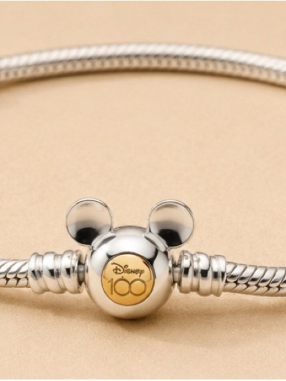 Disney Silver Mickey Mouse Two-Tone 100 Logo Charm